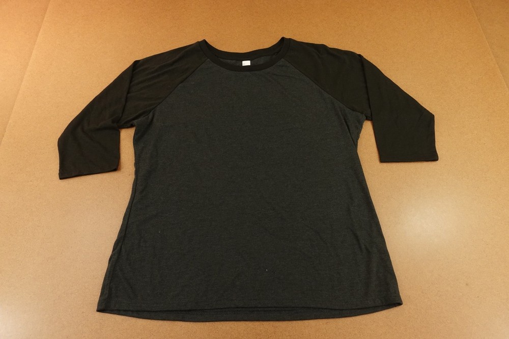 District Perfect Tri Adult Size XL Charcoal Black 3/4 Raglan Sleeve T-Shirt New