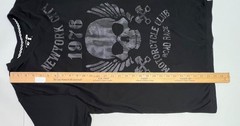 DRILL Mens Mesh Overlay Graphic Tee Skull New York City Motorcycle 1976 Biker XL