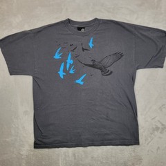 Hybrid Tees Shirt Mens Large Gray Bird Graphic Nature Wildlife Blue Black Tee