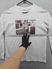 Helmut Lang Shirt Mens XL White Adrienne Salinger Photo Graphic Long Sleeve Tee