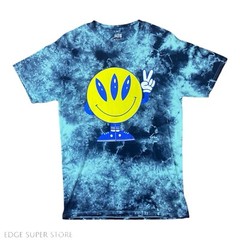 Alab Dark Blue Tie Dye Crew Neck Short Sleeve Smiley Face Tee Tshirt Size Medium