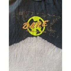 DARE International Graphic T-Shirt Mens Large Black Grey Dip Dye Bleach Wash L