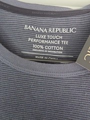 Banana Republic Luxe Touch Performance Tee Gray Striped 100% Cotton Men’s 2XL