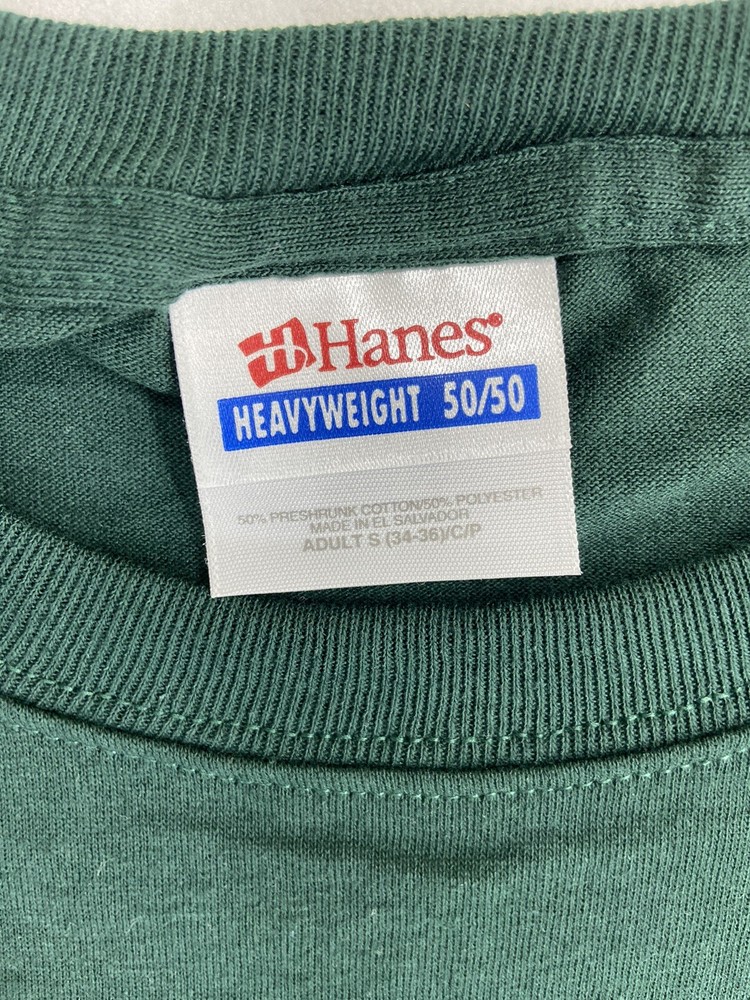 Hanes Heavyweight 50/50 Blank T Shirt NOS Dark Green Size Small Vintage