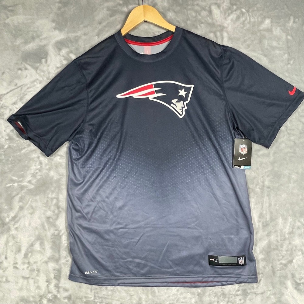 Nike New England Patriots NFL Dri-FIT Ombre Gradient Training Shirt Mens L NEW
