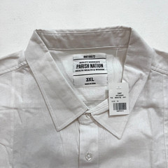 Paris Nation Men’s Button Down Shirt White Color Solid Linen Blend 3XL 4XL