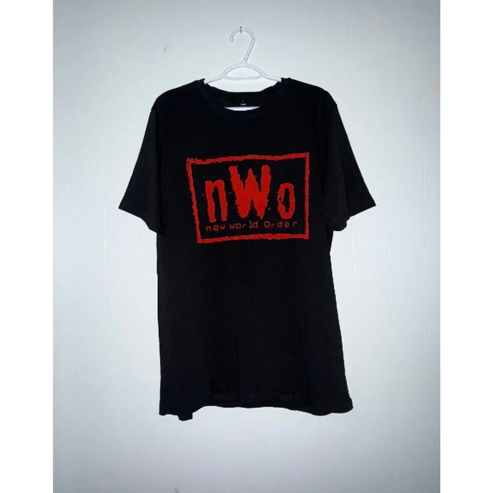 WWE WCW nWo New World Order Wrestling T-Shirt Black Red Logo Size XL