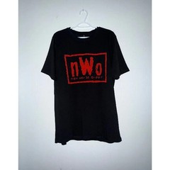 WWE WCW nWo New World Order Wrestling T-Shirt Black Red Logo Size XL
