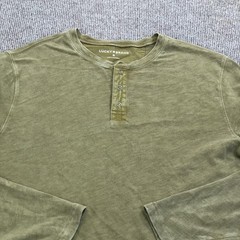 Lucky Brand Shirt Mens Medium Green Long Sleeve Henley Tagless Jersey Tee Sample