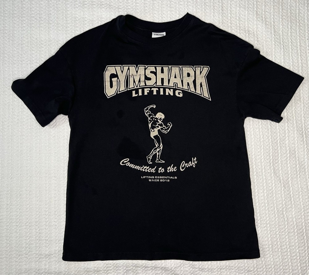 Gymshark Ironworks Oversized Shirt Mens LIFTING Black Small 18” X 25”