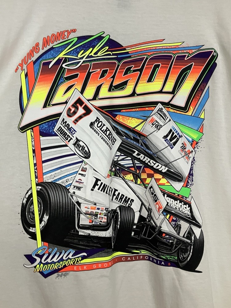 Kyle Larson Yung Money #57 Sprint Car Racing T-Shirt Elk Grove CA 3XL Neon NWT
