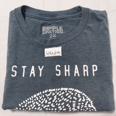 Ripple Junction Stay Sharp Hedgehog Graphic T-Shirt Men’s 2XL Blue Tee Casual