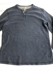George Shirt Mens Large Blue Thermal Waffle Knit Henley Long Sleeve Casual