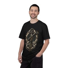 Blackwork Coastal Astronomy Anchor T-Shirt Graphic