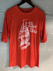 vintage 50s 60s t shirt id rather be sailing boat ocean red old Large
