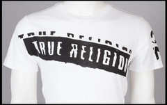 $69 TRUE RELIGION White Black STENCEL Short Sleeve Graphic T-shirt NWT