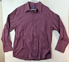 Dockers Mens XL Maroon Striped Long Sleeve Maroon Button Up Shirt