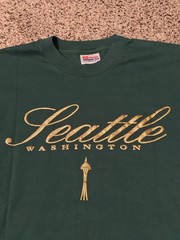 Vintage Green Crew Neck Short Sleeve Seattle T-Shirt