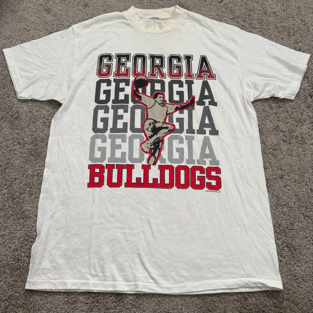 Vintage 90s Georgia Bulldogs College Basketball T-Shirt – Size L White NCAA