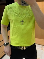 New Fashion Men Trend Cross Drills Rhinestone Diamond Streetwear Luxury T-Shirt