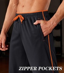 Mens Lightweight Sweatpants Loose Fit Open Bottom Mesh Athletic Pants Pockets