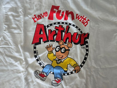 Marc Brown PBS Arthur Kids Large 90s Vintage white Tee Shirt NEW in package