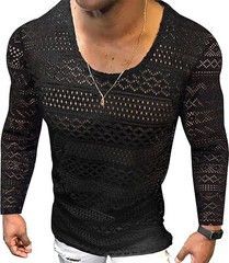 Mens See Through Vest Crewneck Sleeveless Tank Tops Muscle Sexy Mesh Shirts