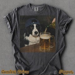 Border Collie Drinking Beer Coffee Shirt Sarcastic Novelty Funny Dog Gift Women