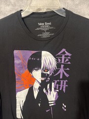 Adult Tokyo Ghoul T-Shirt Ken Kaneki Funimation Anime Black Tee Size L