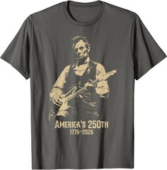 Abraham Lincoln Guitar Shirt America 250 Patriotic Rock Graphic Tee