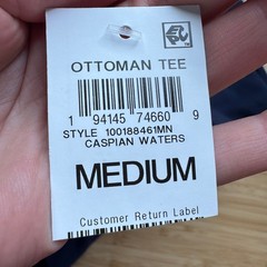 Mode of One Mens Ottoman Tee Caspian Waters Navy Blue Ribbed T-Shirt Medium NEW