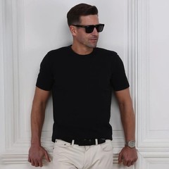 Collars & Co T-Shirt Mens S Black Cotton Silk Quiet Luxury Touch Lucca Tee NWT