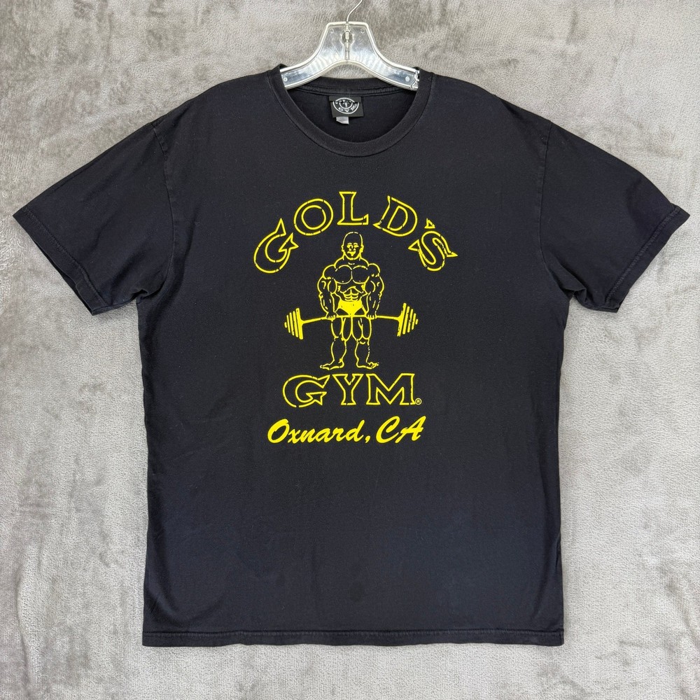 Golds Gym Oxnard CA Graphic T-Shirt Mens XL Black Bodybuilding Joe Gold Tee