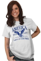 America Wild Life 1776 Land of the Free Adult Short Sleeve Crewneck Tee