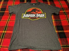 Jurassic Park Distressed Official Movie Logo T-Shirt Small Charcoal Heater Gray