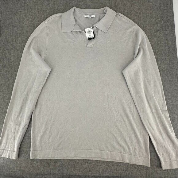NEW And Now This Mens Henley Shirt Long Sleeve Split Neck $39.50 XL Lunar Rock