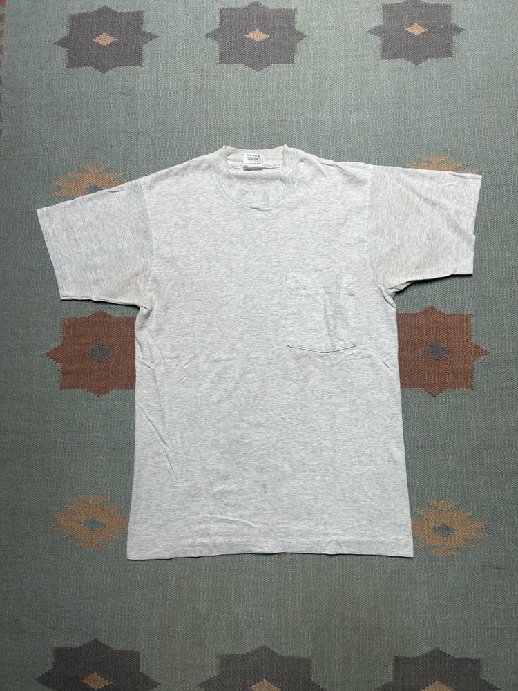 Vintage 80s 90s pocket t shirt BVD blank heather gray single stitch medium