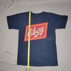 Obey Shirt Mens Small Navy Blue Red Box Logo Graphic Tee Streetwear Skate Skater