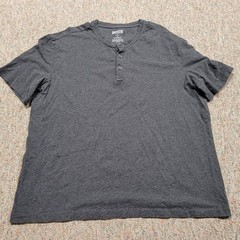 Duluth Trading Co Shirt Mens XL Gray Henley Organic Cotton Short Sleeve Work
