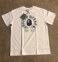 A Bathing Ape BAPE Ape Head Logo Graphic Tee White Cotton Crew Neck XL