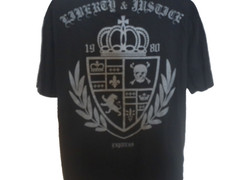 Vintage Express “Liberty & Justice” Black Crest Shirt 1980 Skull Grunge 2XL