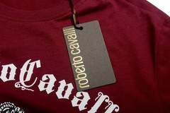 Roberto Cavalli Men’s Burgundy Graphic Print Crewneck T-Shirt US M IT 50