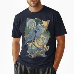 Great Blue Heron T-Shirt Beanie Hat Geometric Outdoor Nature Bird Lover Gift