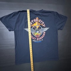 Harley Davidson T Shirt Mens XL Black Motor City Guitar Y2k Biker Fade Flames