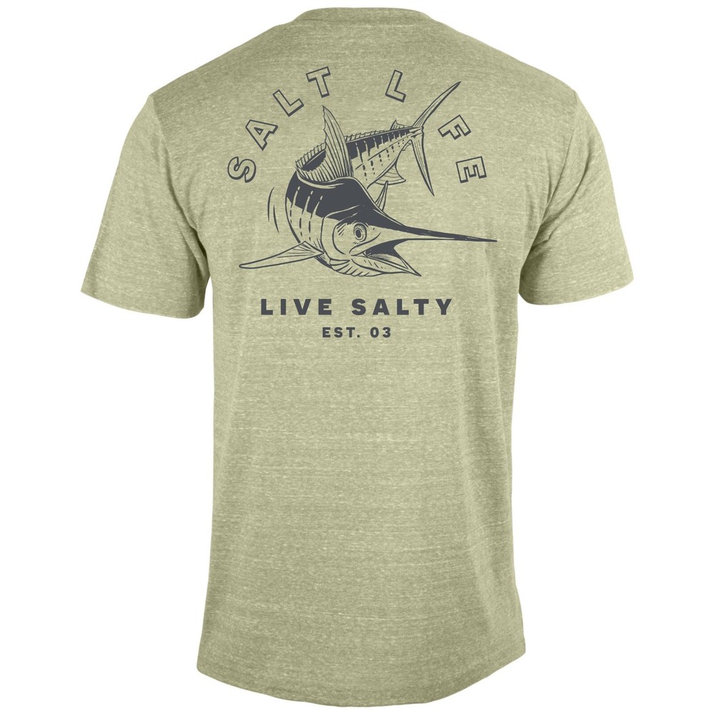 Salt Life TriBlend S/S tee Olive Marlin Adult L Live Salty Saltlife NWT