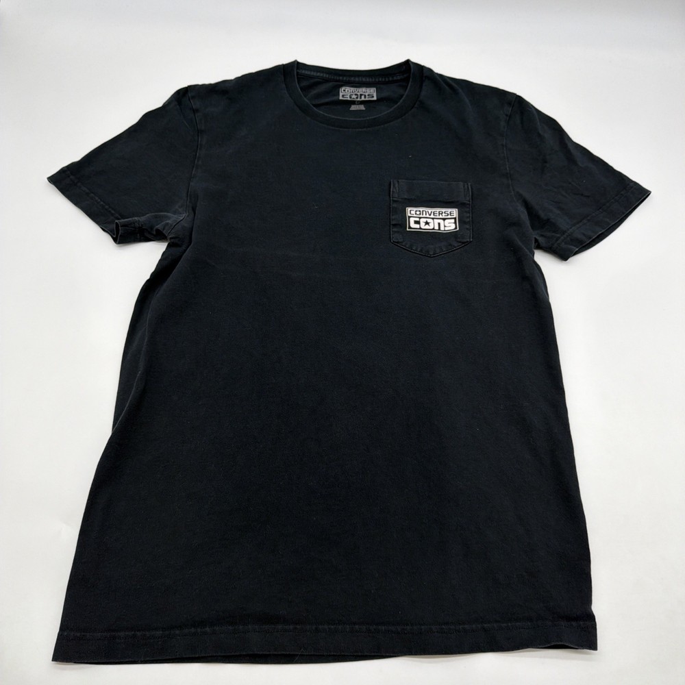 Converse Cons T-shirt Men S Black Solid Pocket Logo .#43855