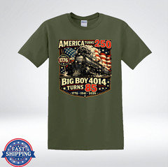 Big Boy 4014 Patriotic Steam Train Enthusiast Graphic T-Shirt