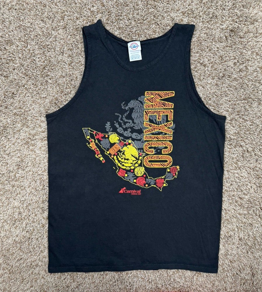 Mexico Carnival Cruise Shirt Tank Top Men’s Large Black Sleeveless Travel Beach