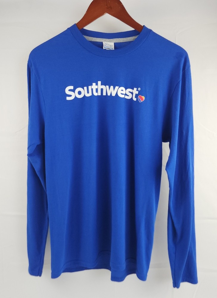 Port And Company T Shirt Mens Medium Blue Long Sleeve T Shirt Southwest Air Logo