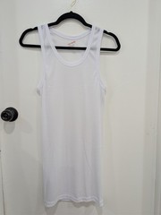 3Pack First Quality White Ribbed Tank Top XL Fits Smaller S/M Stretch Cotton